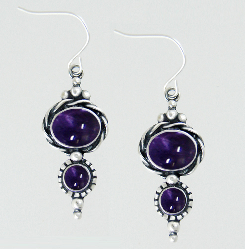 Sterling Silver Drop Dangle Earrings With Iolite